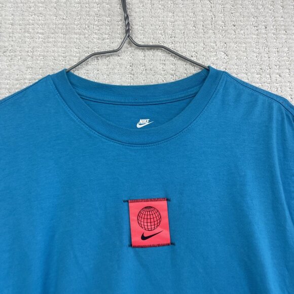 Y2K Nike Worldwide Long Sleeve Shirt Mens Size M Tee Blue / Orange Globe - Picture 7 of 13